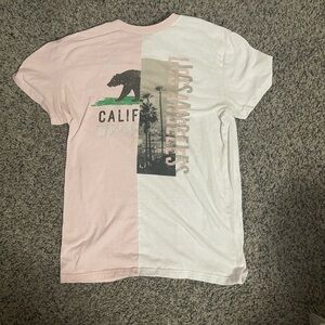 Peach Love California Pink and White Graphic Tee